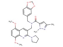 N-(1,3-benzodioxol-5-ylmethyl)-N-{[5,8-dimethoxy-2-(1-pyrrolidinyl)-3-quinolinyl]methyl}-1,3-dimethyl-1H-pyrazole-5-carboxamide