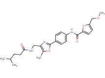 5-(methoxymethyl)-N-[4-(5-methyl-4-{[(4-methylpentanoyl)amino]methyl}-1,3-oxazol-2-yl)phenyl]-2-furamide
