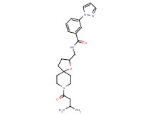 N-{[8-(3-methylbutanoyl)-1-oxa-8-azaspiro[4.5]dec-2-yl]methyl}-3-(1H-pyrazol-1-yl)benzamide