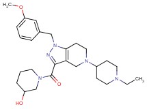 1-{[5-(1-ethyl-4-piperidinyl)-1-(3-methoxybenzyl)-4,5,6,7-tetrahydro-1H-pyrazolo[4,3-c]pyridin-3-yl]carbonyl}-3-piperidinol