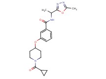 3-{[1-(cyclopropylcarbonyl)piperidin-4-yl]oxy}-N-[1-(5-methyl-1,3,4-oxadiazol-2-yl)ethyl]benzamide
