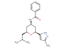 N-[(2S*,4R*,6S*)-2-isobutyl-6-(3-methyl-1H-pyrazol-5-yl)tetrahydro-2H-pyran-4-yl]benzamide