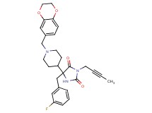 3-(2-butyn-1-yl)-5-[1-(2,3-dihydro-1,4-benzodioxin-6-ylmethyl)-4-piperidinyl]-5-(3-fluorobenzyl)-2,4-imidazolidinedione