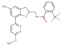 N-{[7-(6-methoxy-3-pyridazinyl)-5-methyl-2,3-dihydro-1-benzofuran-2-yl]methyl}-2-(trifluoromethyl)benzamide