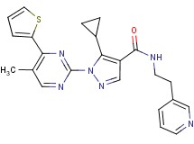 5-cyclopropyl-1-[5-methyl-4-(2-thienyl)-2-pyrimidinyl]-N-[2-(3-pyridinyl)ethyl]-1H-pyrazole-4-carboxamide