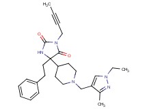 3-(2-butyn-1-yl)-5-{1-[(1-ethyl-3-methyl-1H-pyrazol-4-yl)methyl]-4-piperidinyl}-5-(2-phenylethyl)-2,4-imidazolidinedione