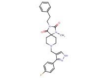 8-{[3-(4-fluorophenyl)-1H-pyrazol-4-yl]methyl}-1-methyl-3-(2-phenylethyl)-1,3,8-triazaspiro[4.5]decane-2,4-dione