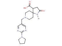 2-oxo-8-{[2-(1-pyrrolidinyl)-5-pyrimidinyl]methyl}-1,8-diazaspiro[4.5]decane-4-carboxylic acid