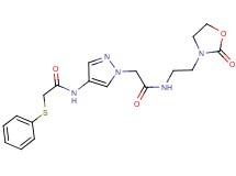 N-[1-(2-oxo-2-{[2-(2-oxo-1,3-oxazolidin-3-yl)ethyl]amino}ethyl)-1H-pyrazol-4-yl]-2-(phenylthio)acetamide