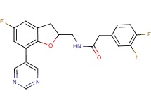 2-(3,4-difluorophenyl)-N-{[5-fluoro-7-(5-pyrimidinyl)-2,3-dihydro-1-benzofuran-2-yl]methyl}acetamide