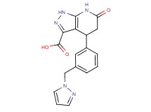6-oxo-4-[3-(1H-pyrazol-1-ylmethyl)phenyl]-4,5,6,7-tetrahydro-1H-pyrazolo[3,4-b]pyridine-3-carboxylic acid