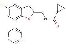 N-{[5-fluoro-7-(5-pyrimidinyl)-2,3-dihydro-1-benzofuran-2-yl]methyl}cyclopropanecarboxamide