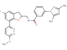 3-(3,5-dimethyl-1H-pyrazol-1-yl)-N-{[5-fluoro-7-(6-methoxy-3-pyridazinyl)-2,3-dihydro-1-benzofuran-2-yl]methyl}benzamide