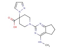 1-[4-(methylamino)-6,7-dihydro-5H-cyclopenta[d]pyrimidin-2-yl]-4-(1H-pyrazol-1-yl)piperidine-4-carboxylic acid