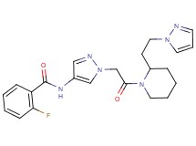 2-fluoro-N-[1-(2-oxo-2-{2-[2-(1H-pyrazol-1-yl)ethyl]-1-piperidinyl}ethyl)-1H-pyrazol-4-yl]benzamide