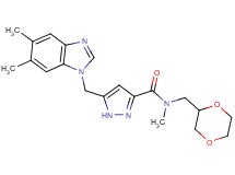 5-[(5,6-dimethyl-1H-benzimidazol-1-yl)methyl]-N-(1,4-dioxan-2-ylmethyl)-N-methyl-1H-pyrazole-3-carboxamide