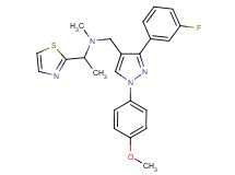 N-{[3-(3-fluorophenyl)-1-(4-methoxyphenyl)-1H-pyrazol-4-yl]methyl}-N-methyl-1-(1,3-thiazol-2-yl)ethanamine