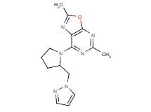 2,5-dimethyl-7-[2-(1H-pyrazol-1-ylmethyl)pyrrolidin-1-yl][1,3]oxazolo[5,4-d]pyrimidine