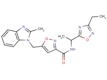 N-[1-(3-ethyl-1,2,4-oxadiazol-5-yl)ethyl]-5-[(2-methyl-1H-benzimidazol-1-yl)methyl]isoxazole-3-carboxamide