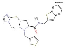 (4R)-N-(1-benzothien-2-ylmethyl)-N-methyl-4-[(1-methyl-1H-imidazol-2-yl)thio]-1-(3-thienylmethyl)-L-prolinamide