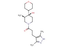 (3R*,4R*)-1-[3-(3,5-dimethyl-1H-pyrazol-4-yl)propanoyl]-3-methyl-4-(tetrahydro-2H-pyran-4-yl)-4-piperidinol