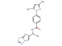 4-(3,5-dimethyl-1H-pyrazol-1-yl)-N-(1-imidazo[2,1-b][1,3,4]thiadiazol-6-ylethyl)benzamide