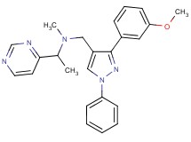 N-{[3-(3-methoxyphenyl)-1-phenyl-1H-pyrazol-4-yl]methyl}-N-methyl-1-(4-pyrimidinyl)ethanamine