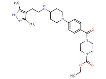 ethyl 4-[4-(4-{[2-(3,5-dimethyl-1H-pyrazol-4-yl)ethyl]amino}-1-piperidinyl)benzoyl]-1-piperazinecarboxylate