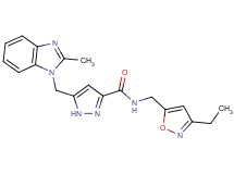 N-[(3-ethyl-5-isoxazolyl)methyl]-5-[(2-methyl-1H-benzimidazol-1-yl)methyl]-1H-pyrazole-3-carboxamide