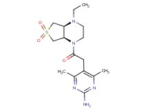 5-{2-[(4aS*,7aR*)-4-ethyl-6,6-dioxidohexahydrothieno[3,4-b]pyrazin-1(2H)-yl]-2-oxoethyl}-4,6-dimethylpyrimidin-2-amine