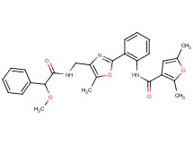 N-{2-[4-({[methoxy(phenyl)acetyl]amino}methyl)-5-methyl-1,3-oxazol-2-yl]phenyl}-2,5-dimethyl-3-furamide