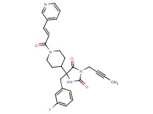 3-(2-butyn-1-yl)-5-(3-fluorobenzyl)-5-{1-[(2E)-3-(3-pyridinyl)-2-propenoyl]-4-piperidinyl}-2,4-imidazolidinedione