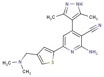 2-amino-6-{4-[(dimethylamino)methyl]-2-thienyl}-4-(3,5-dimethyl-1H-pyrazol-4-yl)nicotinonitrile