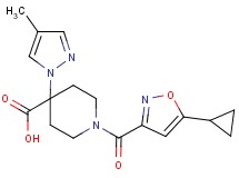 1-[(5-cyclopropylisoxazol-3-yl)carbonyl]-4-(4-methyl-1H-pyrazol-1-yl)piperidine-4-carboxylic acid