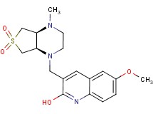 6-methoxy-3-{[(4aS*,7aR*)-4-methyl-6,6-dioxidohexahydrothieno[3,4-b]pyrazin-1(2H)-yl]methyl}-2-quinolinol