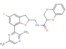 N-{[7-(3,6-dimethyl-2-pyrazinyl)-5-fluoro-2,3-dihydro-1-benzofuran-2-yl]methyl}-2,3-dihydro-1,4-benzodioxine-2-carboxamide