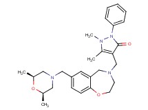 4-{[7-{[(2R*,6S*)-2,6-dimethyl-4-morpholinyl]methyl}-2,3-dihydro-1,4-benzoxazepin-4(5H)-yl]methyl}-1,5-dimethyl-2-phenyl-1,2-dihydro-3H-pyrazol-3-one