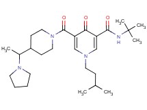 N-(tert-butyl)-1-(3-methylbutyl)-4-oxo-5-({4-[1-(1-pyrrolidinyl)ethyl]-1-piperidinyl}carbonyl)-1,4-dihydro-3-pyridinecarboxamide