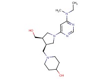 1-{[(3R*,4R*)-1-{6-[ethyl(methyl)amino]pyrimidin-4-yl}-4-(hydroxymethyl)pyrrolidin-3-yl]methyl}piperidin-4-ol