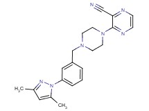 3-{4-[3-(3,5-dimethyl-1H-pyrazol-1-yl)benzyl]piperazin-1-yl}pyrazine-2-carbonitrile