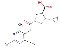 (3S*,4S*)-1-[(2-amino-4,6-dimethylpyrimidin-5-yl)acetyl]-4-cyclopropylpyrrolidine-3-carboxylic acid