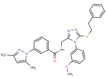 3-(3,5-dimethyl-1H-pyrazol-1-yl)-N-({4-(3-methoxyphenyl)-5-[(2-phenylethyl)thio]-4H-1,2,4-triazol-3-yl}methyl)benzamide