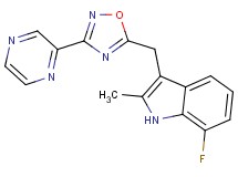 7-fluoro-2-methyl-3-{[3-(2-pyrazinyl)-1,2,4-oxadiazol-5-yl]methyl}-1H-indole