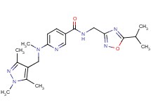 N-[(5-isopropyl-1,2,4-oxadiazol-3-yl)methyl]-6-{methyl[(1,3,5-trimethyl-1H-pyrazol-4-yl)methyl]amino}nicotinamide