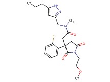 2-[3-(2-fluorophenyl)-1-(2-methoxyethyl)-2,5-dioxo-3-pyrrolidinyl]-N-methyl-N-[(5-propyl-1H-pyrazol-3-yl)methyl]acetamide
