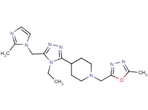 4-{4-ethyl-5-[(2-methyl-1H-imidazol-1-yl)methyl]-4H-1,2,4-triazol-3-yl}-1-[(5-methyl-1,3,4-oxadiazol-2-yl)methyl]piperidine