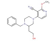 4-[4-benzyl-3-(2-hydroxyethyl)-1-piperazinyl]-2-methoxynicotinonitrile