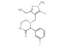 4-[(5-chloro-3-ethyl-1-methyl-1H-pyrazol-4-yl)methyl]-3-(3-fluorophenyl)piperazin-2-one