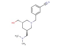 3-{[(3R*,5S*)-3-[(dimethylamino)methyl]-5-(hydroxymethyl)piperidin-1-yl]methyl}benzonitrile