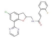 (2E)-N-{[5-chloro-7-(2-pyrimidinyl)-2,3-dihydro-1-benzofuran-2-yl]methyl}-3-(2-fluorophenyl)acrylamide